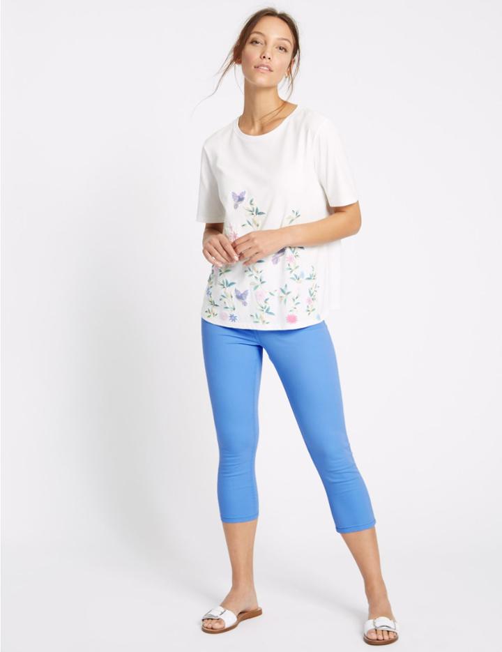 Marks & Spencer Mid Rise Cropped Skinny Leg Jeans Cornflower