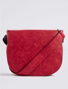 Marks & Spencer Faux Leather Saddle Shoulder Bag Dark Claret