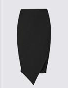 Marks & Spencer Asymmetric Wrap Pencil Skirt Black