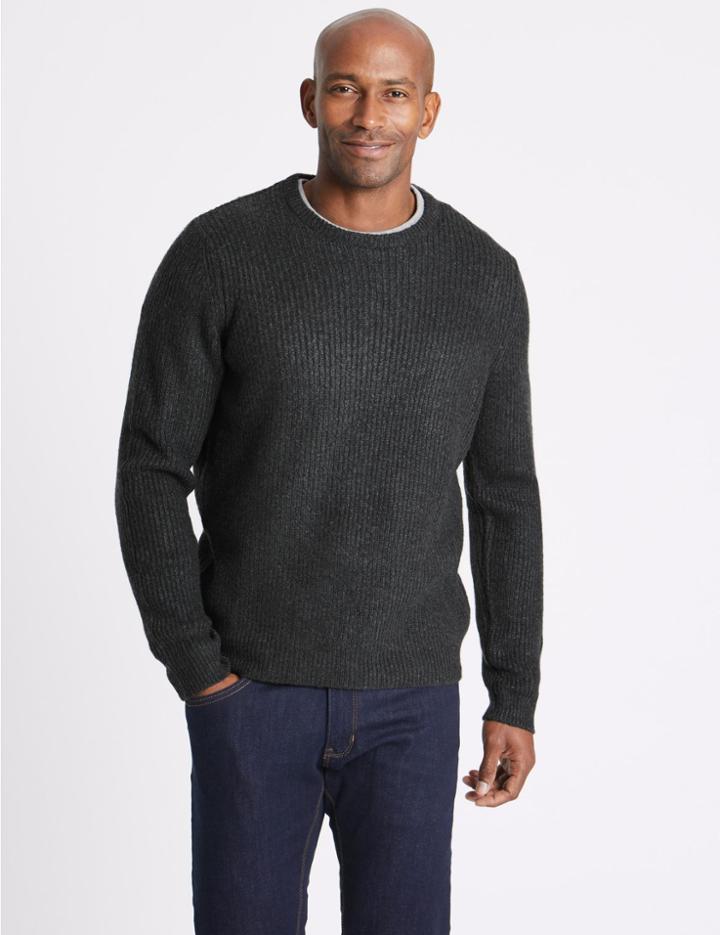 Marks & Spencer Supersoft Ribbed Jumper Charcoal