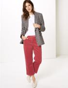 Marks & Spencer Corduroy Straight Leg Cropped Trousers Pink