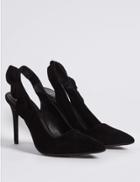 Marks & Spencer Suede Stiletto Heel Slingback Court Shoes Black