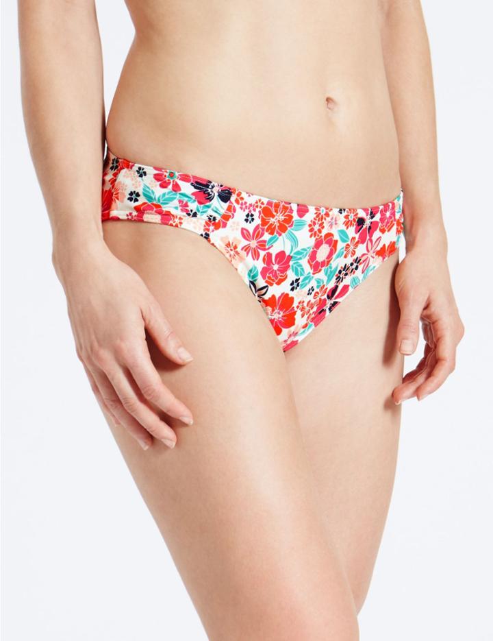 Marks & Spencer Floral Print Hipster Bikini Bottoms Pink Mix