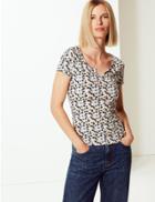 Marks & Spencer Floral Print Regular Fit T-shirt Multi