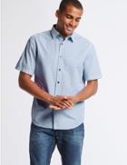 Marks & Spencer Pure Cotton Geometric Print Shirt Ice Blue