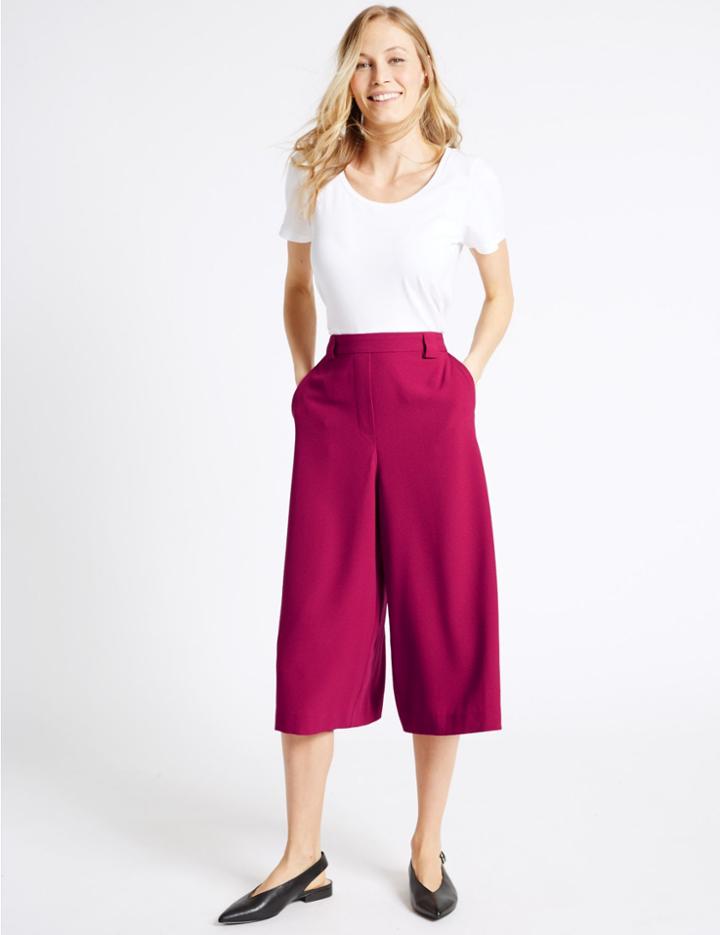 Marks & Spencer Back Pocket Cropped Culottes Raspberry