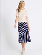 Marks & Spencer Striped Midi Skirt Ivory Mix