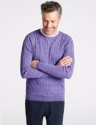 Marks & Spencer Cotton Cashmere Cable Knit Jumper Lilac