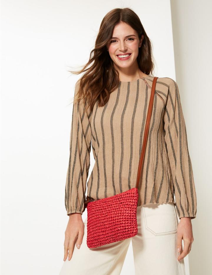 Marks & Spencer Straw Cross Body Bag Red