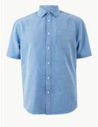 Marks & Spencer Modal Rich Relaxed Fit Palm Print Shirt Blue