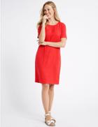 Marks & Spencer Linen Blend Short Sleeve Tunic Dress Red