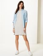 Marks & Spencer Fuller Bust Linen Rich Shift Mini Dress Oatmeal
