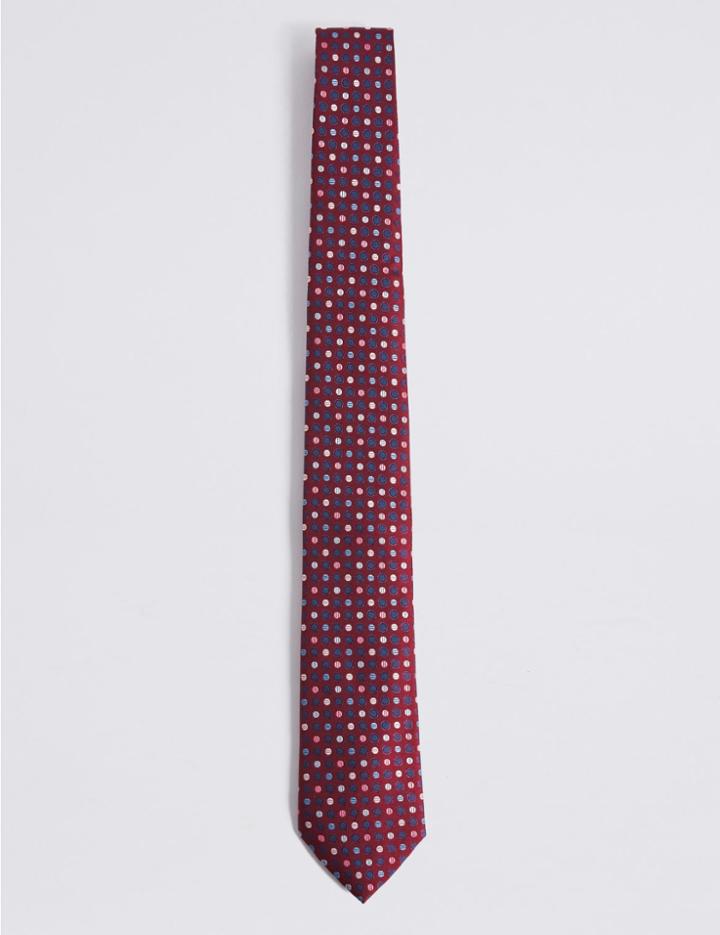 Marks & Spencer Multi Spotted Tie Medium Cranberry