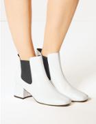 Marks & Spencer Square Toe Chelsea Ankle Boots White