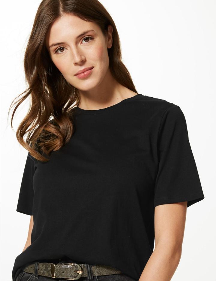 Marks & Spencer Pure Cotton Jersey Relaxed Fit T-shirt Black