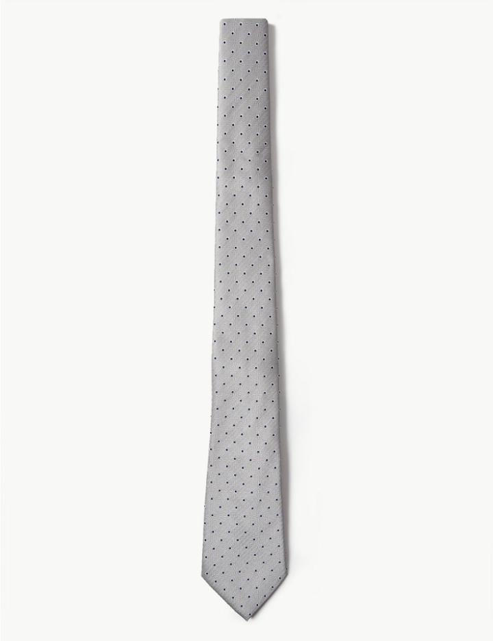 Marks & Spencer Spot & Stripe Tie Grey Mix