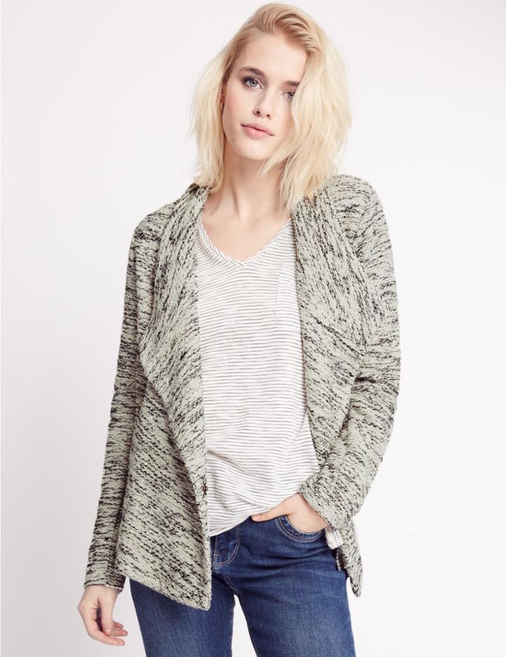 Marks & Spencer Warm Handle Boucle Long Sleeve Jersey Top Ivory Mix