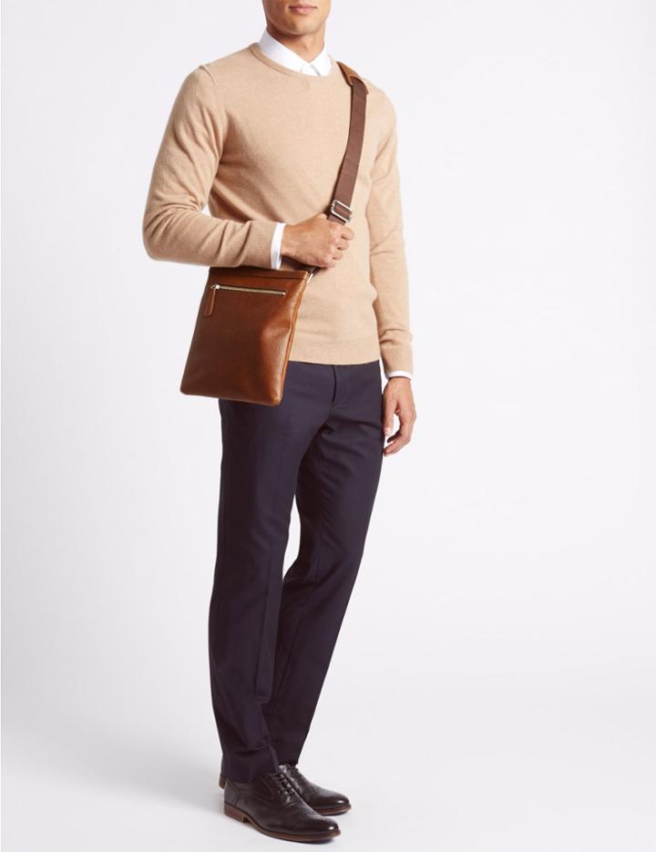 Marks & Spencer Pebble Grain Leather Slim Crossbody Bag Tan