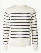 Marks & Spencer Cotton Rich Striped Jumper Ecru Mix