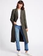 Marks & Spencer Wool Blend Textured Coat Charcoal Mix