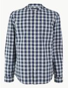 Marks & Spencer Pure Cotton Grandad Shirt Light Indigo Mix