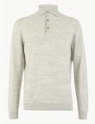 Marks & Spencer Knitted Long Sleeve Polo Shirt Winter White