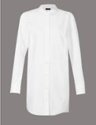 Marks & Spencer Cotton Rich Poplin Longline Shirt White