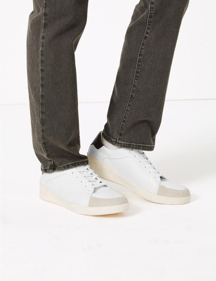 Marks & Spencer Leather Retro Trainers White