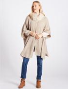 Marks & Spencer Faux Fur Knitted Wrap Natural Mix
