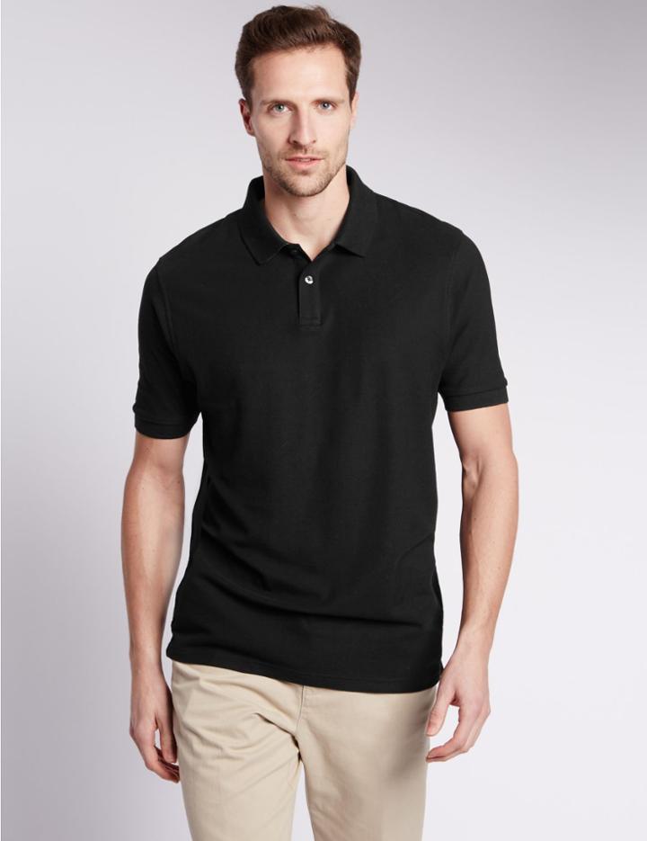 Marks & Spencer Pure Cotton Polo Shirt Black