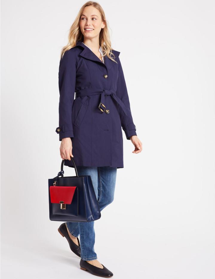 Marks & Spencer Faux Leather Tote Bag With Removable Clutch Navy Mix