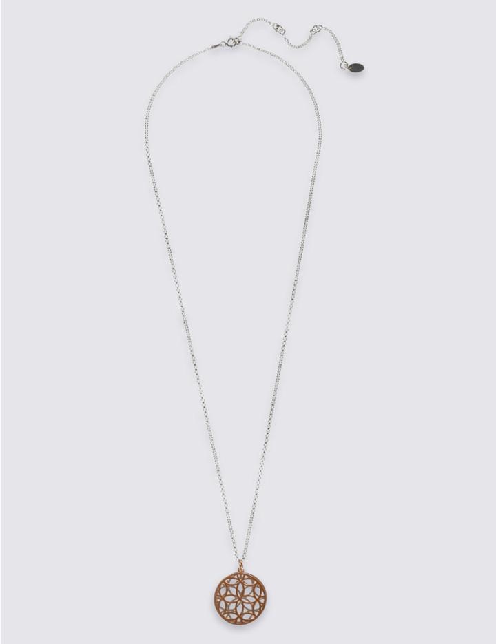 Marks & Spencer Sterling Silver Filigree Discs Pendant With 18ct Rose Gold Plating Silver Mix