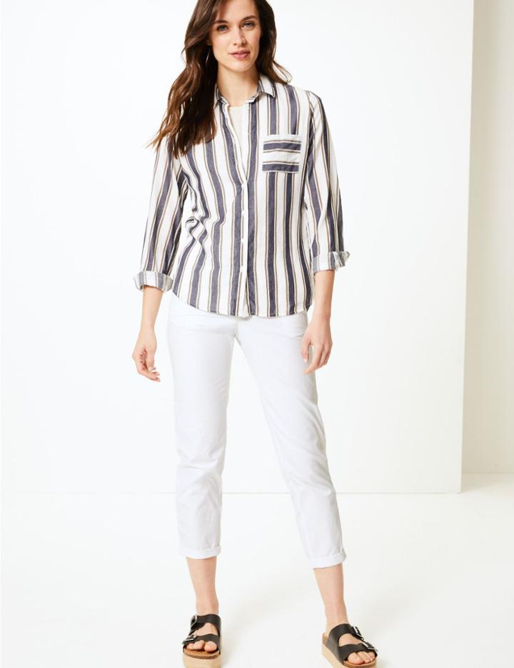 Marks & Spencer Sustainable Pure Cotton Tapered Leg Chinos Soft White