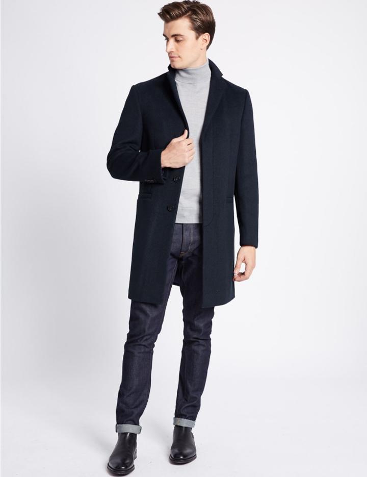 Marks & Spencer Revere Coat Navy