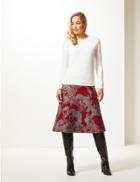 Marks & Spencer Jacquard Print Skater Midi Skirt Grey Mix