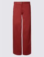 Marks & Spencer Cotton Rich Wide Leg Trousers Oxblood