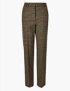 Marks & Spencer Checked Straight Leg Trousers Camel Mix