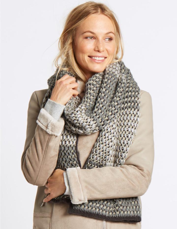 Marks & Spencer Textured Sparkle Scarf Silver