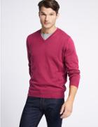 Marks & Spencer Pure Cotton V-neck Jumper Magenta