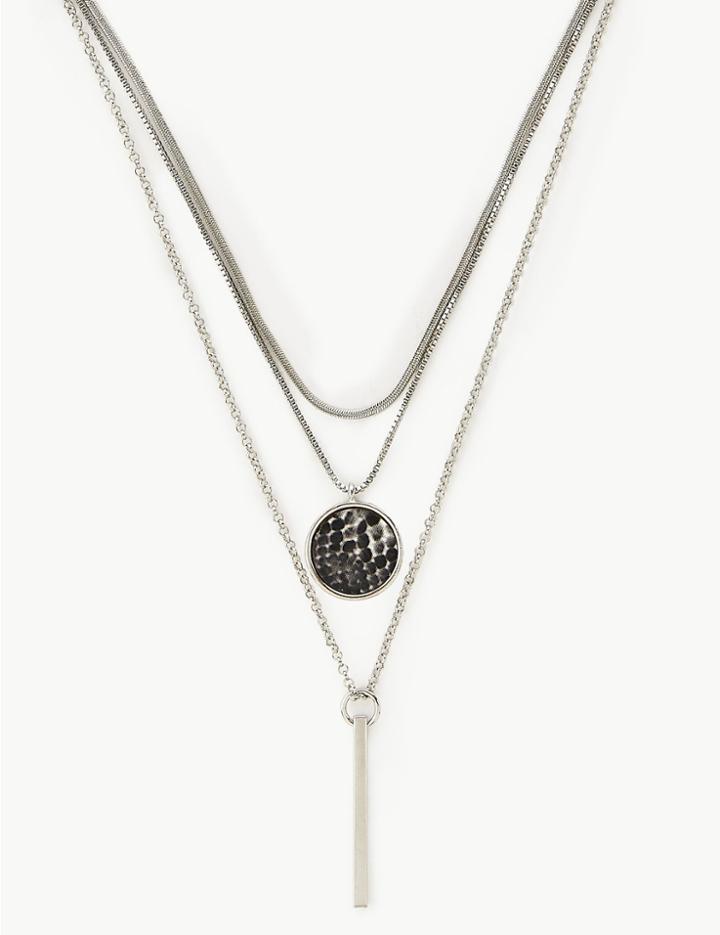 Marks & Spencer Skin Kind&trade; Disc And Bar Necklace Silver Mix
