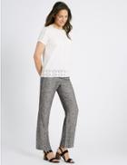 Marks & Spencer Linen Rich Straight Leg Trousers Grey Mix