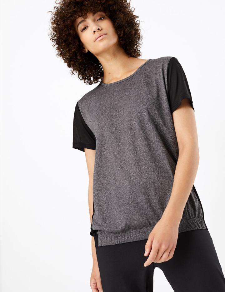 Marks & Spencer Moisture Wicking Bubble Hem Tops Black Mix