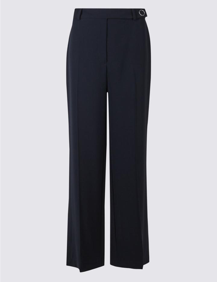 Marks & Spencer Split Detail Straight Leg Trousers Navy