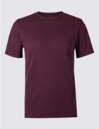 Marks & Spencer Active Textured Crew Neck T-shirt Wine