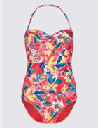 Marks & Spencer Secret Slimming&trade; Printed Bandeau Swimsuit Pink Mix