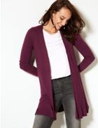 Marks & Spencer Textured Long Sleeve Longline Cardigan Plum