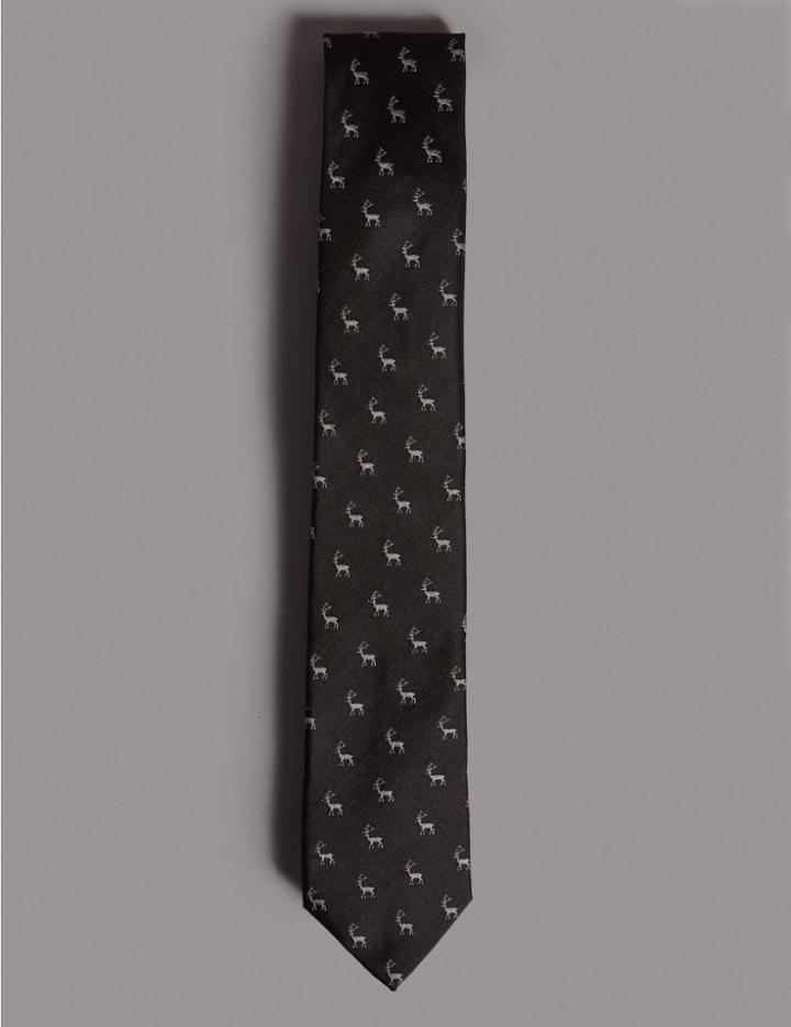 Marks & Spencer Reindeer Tie Made With Swarovski&reg; Elements Black