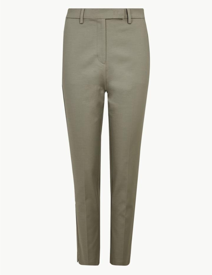 Marks & Spencer Cotton Rich Slim 7/8th Trousers Sage