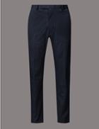 Marks & Spencer Slim Fit Cotton Rich Trousers Navy