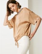 Marks & Spencer Round Neck 3/4 Sleeve Shell Top Butterscotch